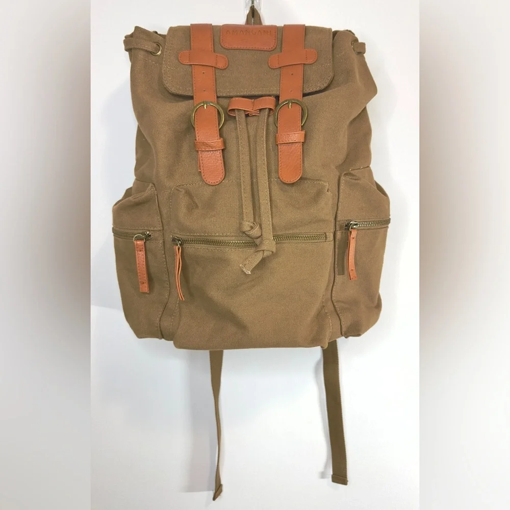 Amangani Exclusive Canvas and Vegan Leather Backpack NWOT